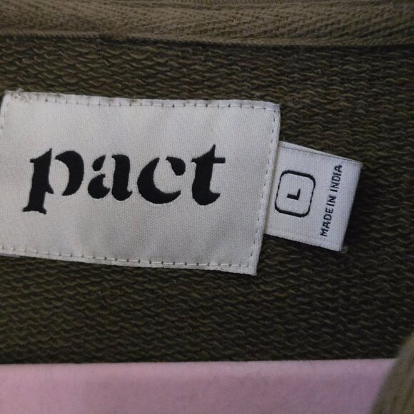 Pact Army Green Pullover Sustainable Organic Cotton Hoodie Size L - Picture 5 of 6